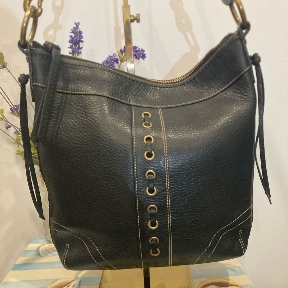 Vintage Coach Chelsea 10399 Black Pebbled Leather Duffle  Bag Y2K Purse